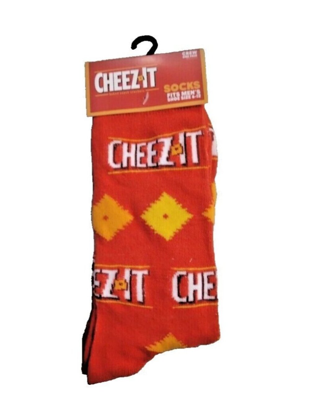 Unisex Cheez-It Crew Socks Mens Shoe Size 6-12 Red Yellow Fun Novelty NWT Women